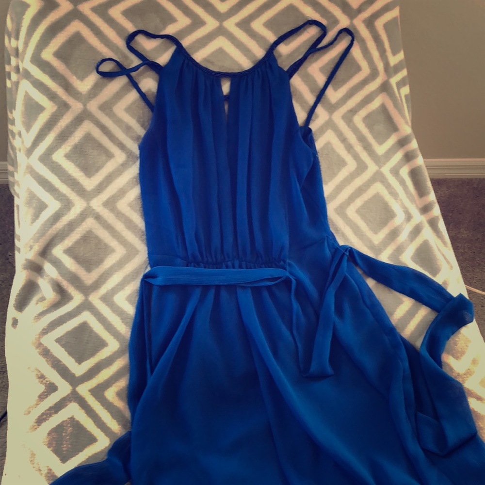 David’s Bridal blue knee length dress